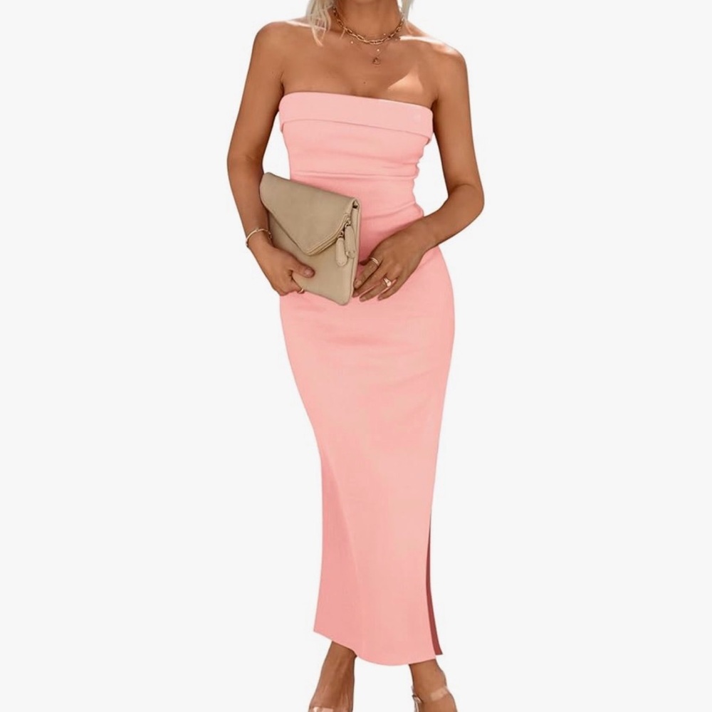 Elegant Pink Strapless Dress